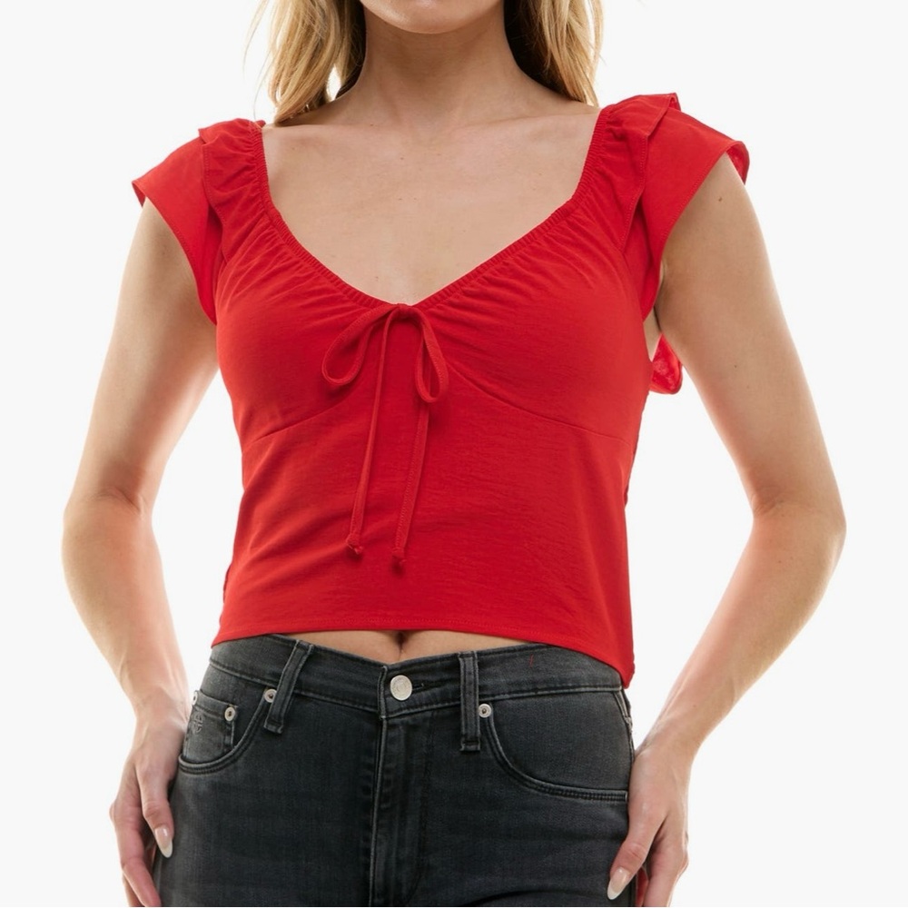 Red Crop Top with Tie Detail
